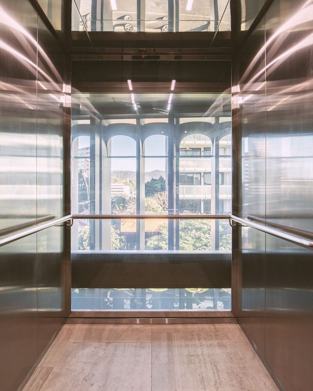 Switchable privacy glass in an elevator turned on