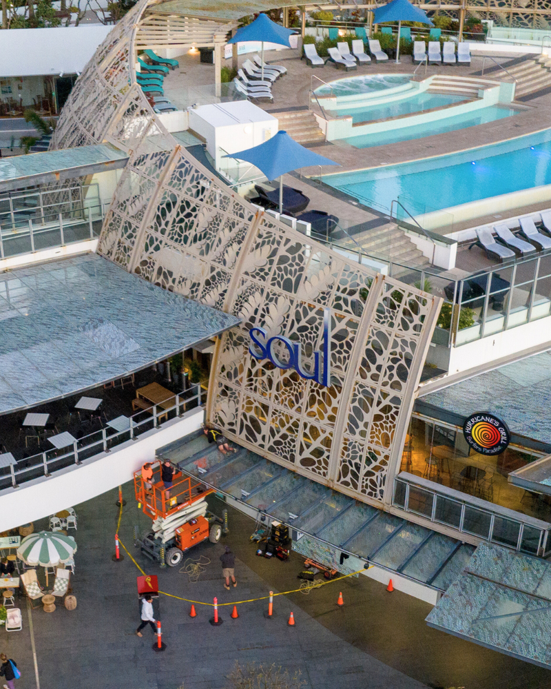 Laminated glass installed in the roof of Soul in Surfers paradise
