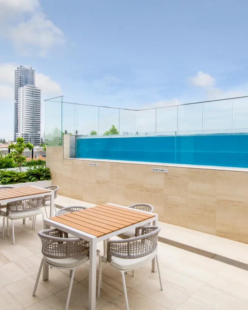 Laminated pool window in commercial property